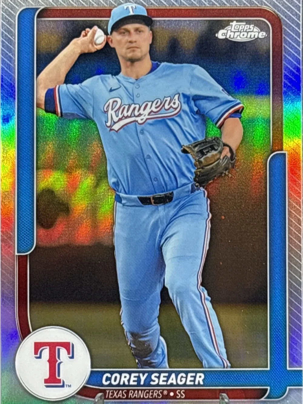 Topps Chrome Corey Seager Texas Rangers Refractor Baseball Card